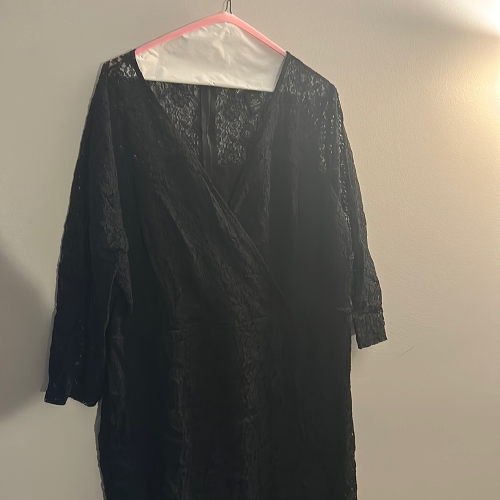 Lane Bryant NEW Black Lace Surplice Lace Dress Sz 22